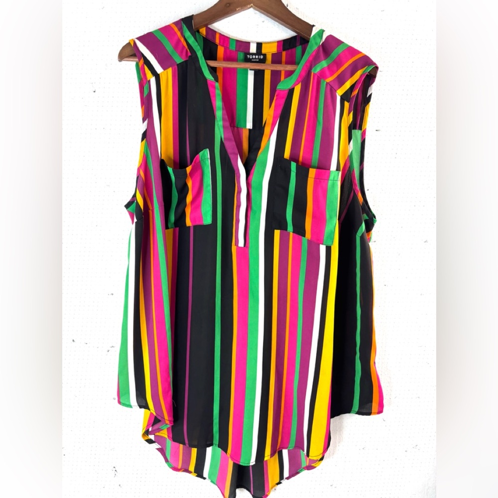 Torrid Multicolor Striped Sleeveless Blouse